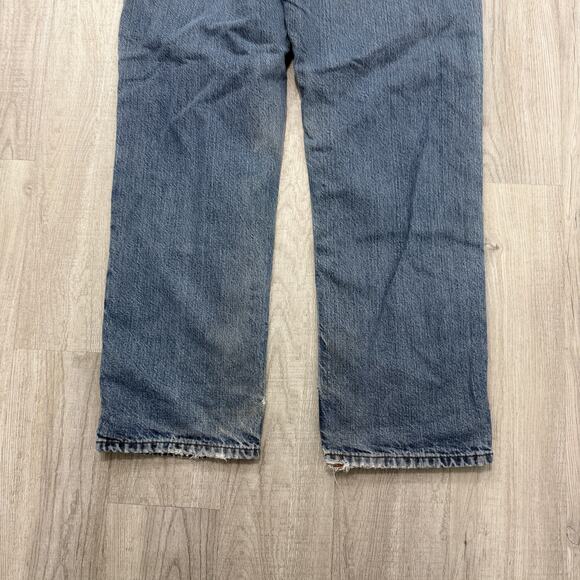Vintage Carhartt Flannel Lined Jeans Men 36x32 Measured Blue Distressed Workwear - Picture 6 of 10
